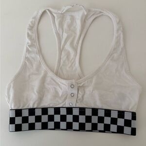 Snap Front Tank With Elastic Checkered Bottom